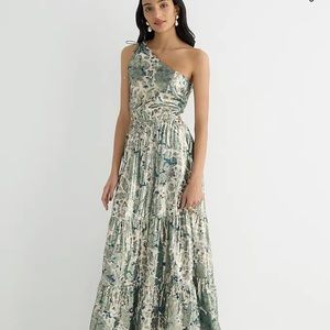 J.Crew Collection one-shoulder cutout dress in floral Lurex® chiffon size 6. NWT
